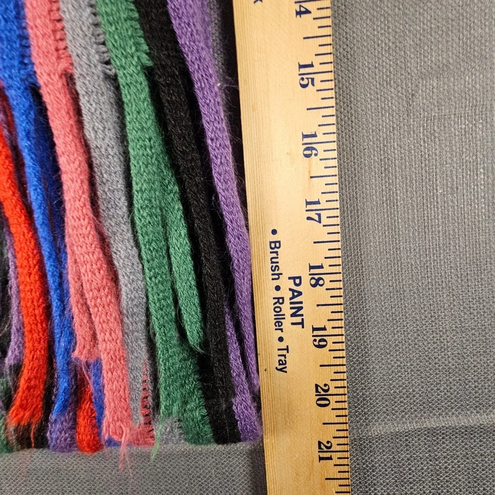 Vintage Style Multi Color Striped Silk Feel Acrylic‎ Knit Fringe Scarf Rainbow